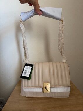 Kate Spade Deco Small Flap Shoulder Bag – Milk Glass Cream Quilted Leather – NWT